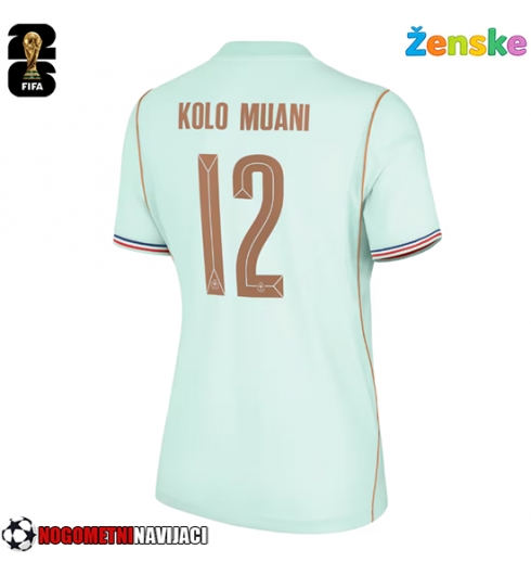 Ženske Nogometnih dresov Francija Randal Kolo Muani #12 Gostujoči SP 2026 Kratki rokavi Ženske Nogometnih dresov Francija Randal Kolo Muani #12 Gostujoči SP 2026 Kratki rokavi